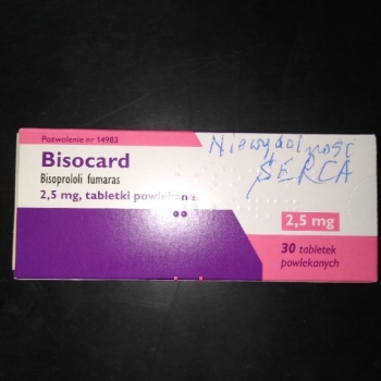 Bisocard 2,5 mg  5 opakowań x 30 tabl.termin ważności:2 op.marzec 2025 ,3 op.sierpień 2025