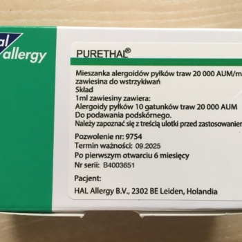 Szczepionka odczulanie Purethal Pyłki Traw 2025.09